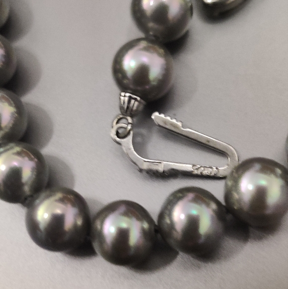 Genuine Majorica Tahitian Pearls Necklace w/Sterling Silver Clasp - Picture 12 of 16
